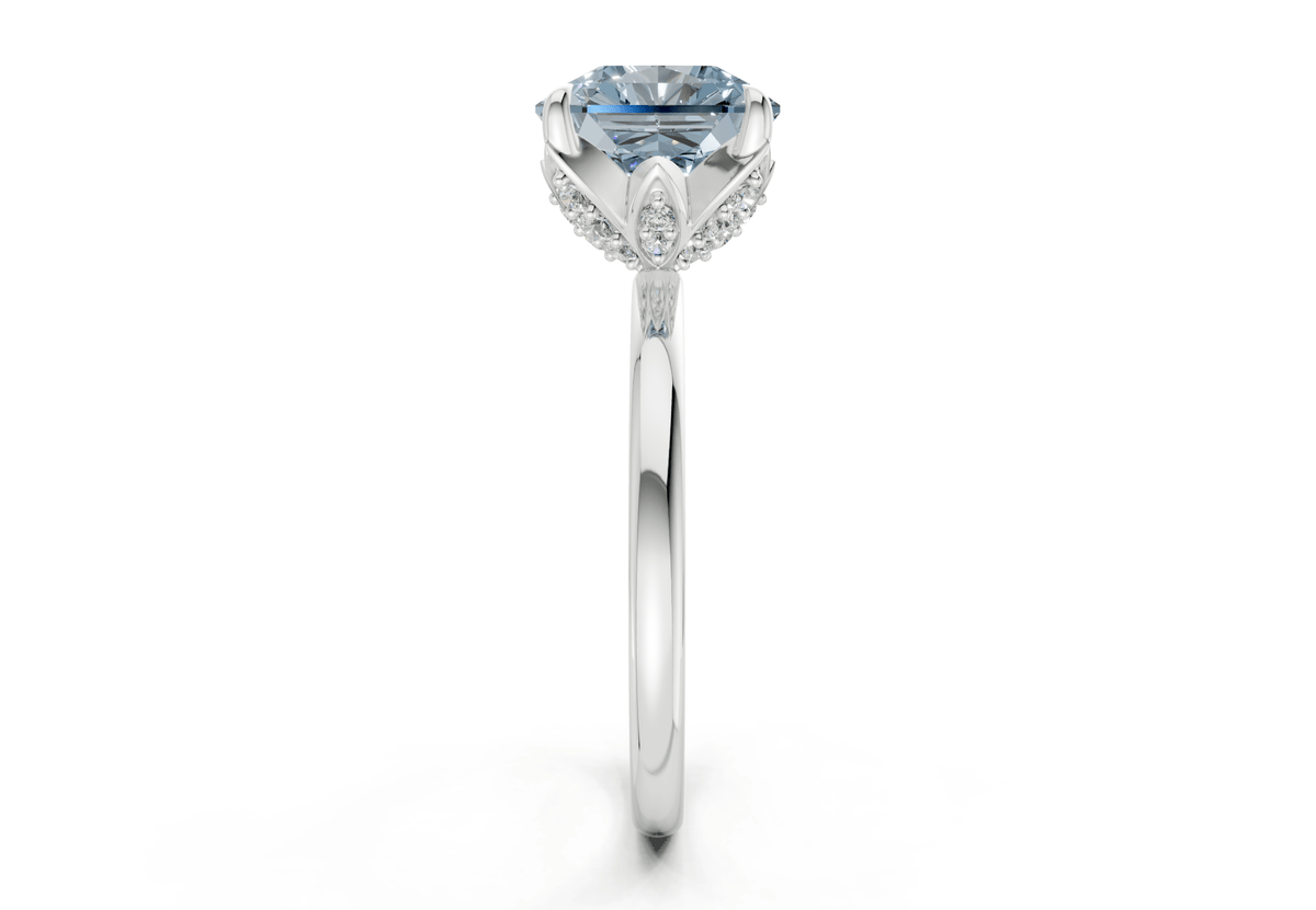 Skye Blue Diamond Solitaire Radiant Squareuare Cut 1.8mm Engagement Ring