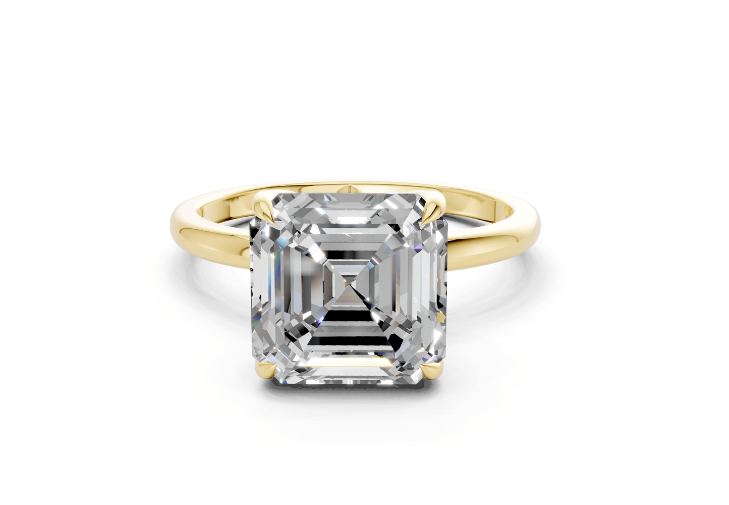 Skye Diamond Solitaire Asscher Cut 1.8mm Engagement Ring - Ring Premier