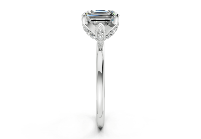 Skye Diamond Solitaire Asscher Cut 1.8mm Engagement Ring - Ring Premier