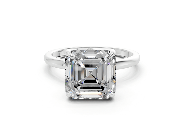 Skye Diamond Solitaire Asscher Cut 1.8mm Engagement Ring - Ring Premier