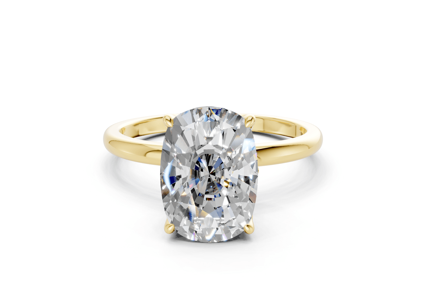Skye Diamond Solitaire Elongated Cushion Cut 1.8mm Engagement Ring - Ring Premier