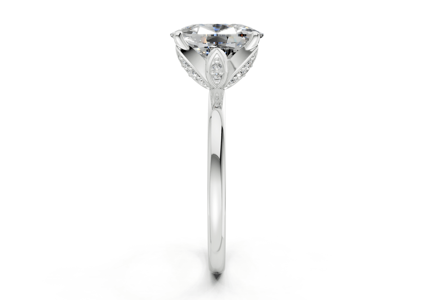 Skye Diamond Solitaire Elongated Cushion Cut 1.8mm Engagement Ring