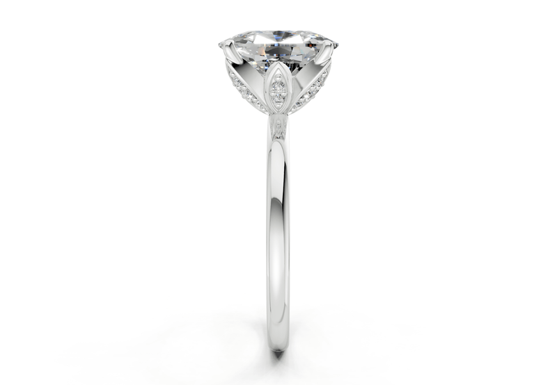 Skye Diamond Solitaire Elongated Cushion Cut 1.8mm Engagement Ring - Ring Premier
