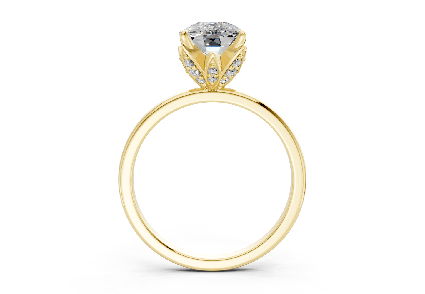 Skye Diamond Solitaire Elongated Cushion Cut 1.8mm Engagement Ring - Ring Premier