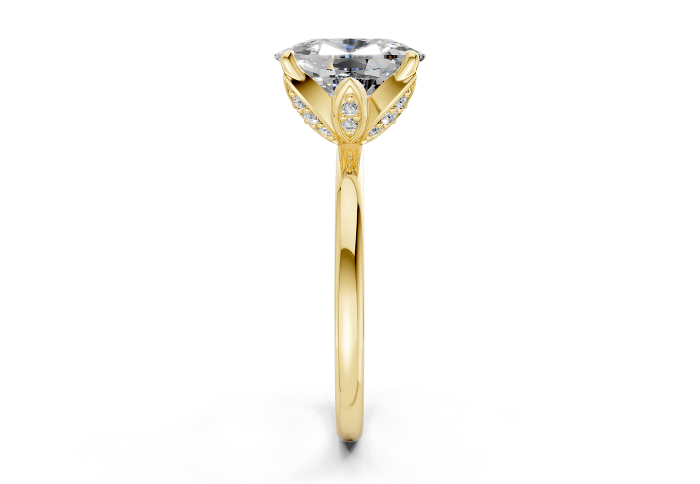 Skye Diamond Solitaire Elongated Cushion Cut 1.8mm Engagement Ring