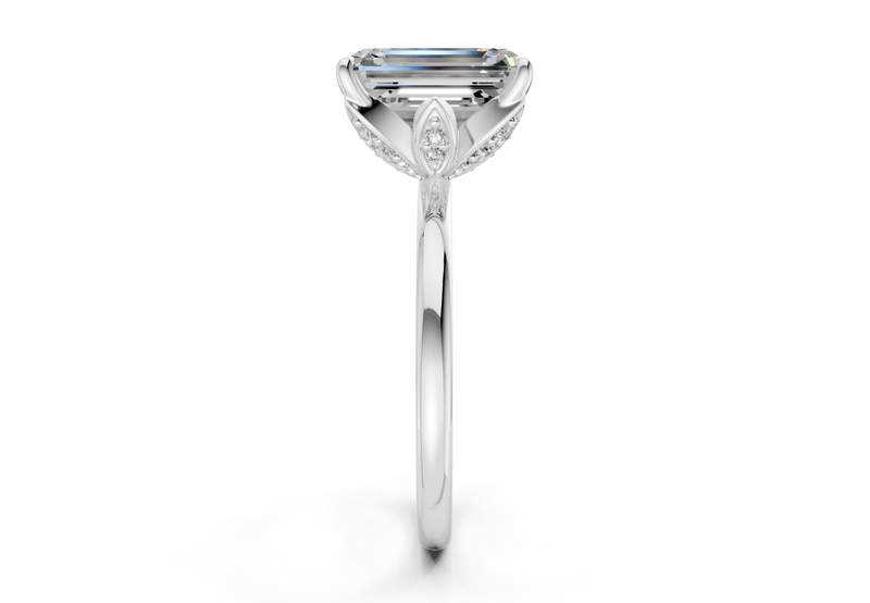 Skye Diamond Solitaire Emerald Cut 1.8mm Engagement Ring - Ring Premier