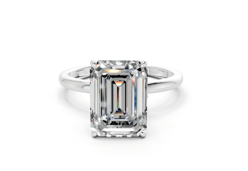 Skye Diamond Solitaire Emerald Cut 1.8mm Engagement Ring - Ring Premier