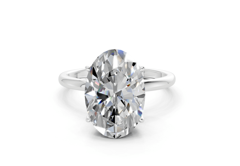Skye Diamond Solitaire Oval Cut 1.8mm Engagement Ring - Ring Premier