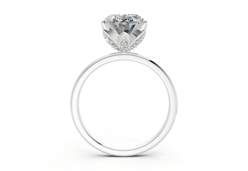 Skye Diamond Solitaire Oval Cut 1.8mm Engagement Ring - Ring Premier