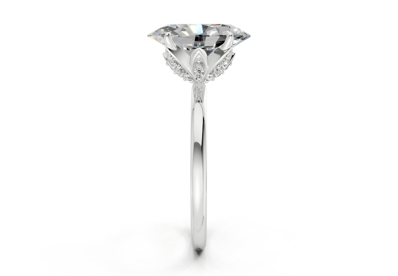 Skye Diamond Solitaire Oval Cut 1.8mm Engagement Ring - Ring Premier