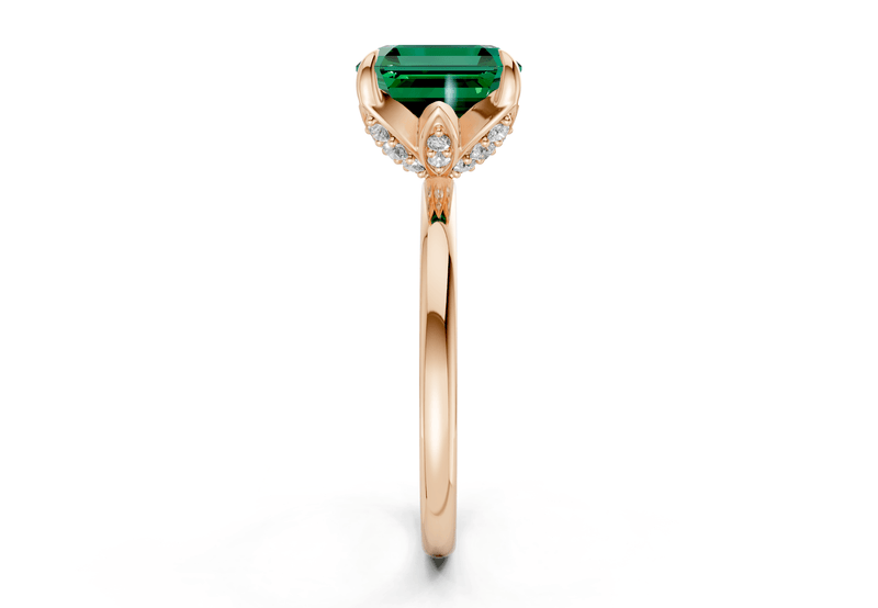 Skye Emerald Gemstone Solitaire Asscher Cut 1.8mm Engagement Ring - Ring Premier