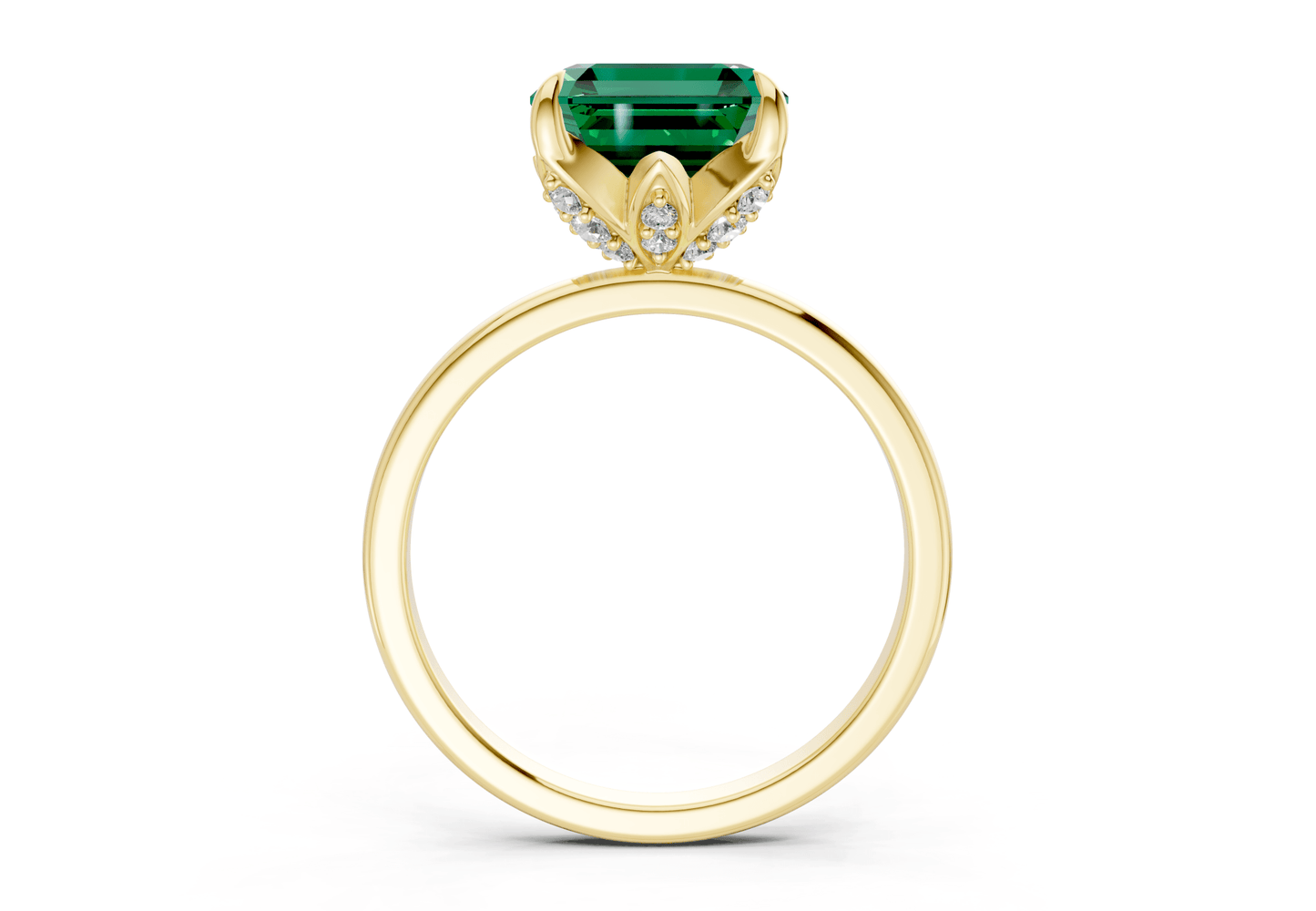 Skye Emerald Gemstone Solitaire Asscher Cut 1.8mm Engagement Ring - Ring Premier