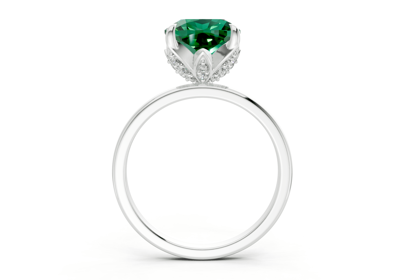 Skye Emerald Gemstone Solitaire Cushion Squareuare Cut 1.8mm Engagement Ring