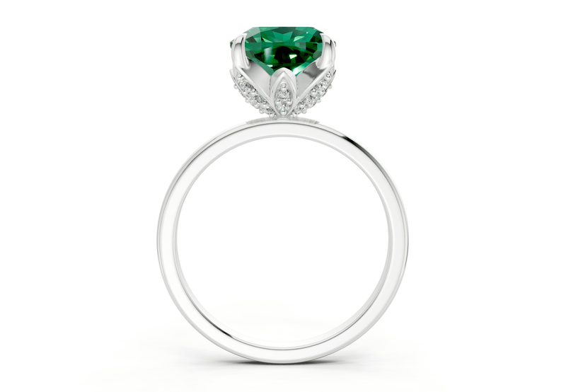 Skye Emerald Gemstone Solitaire Cushion Squareuare Cut 1.8mm Engagement Ring - Ring Premier