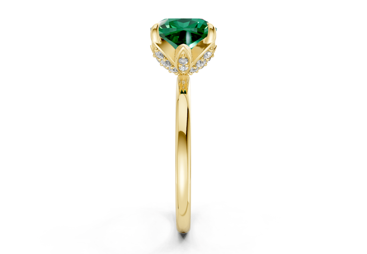 Skye Emerald Gemstone Solitaire Cushion Squareuare Cut 1.8mm Engagement Ring