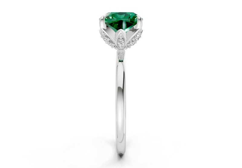 Skye Emerald Gemstone Solitaire Cushion Squareuare Cut 1.8mm Engagement Ring - Ring Premier