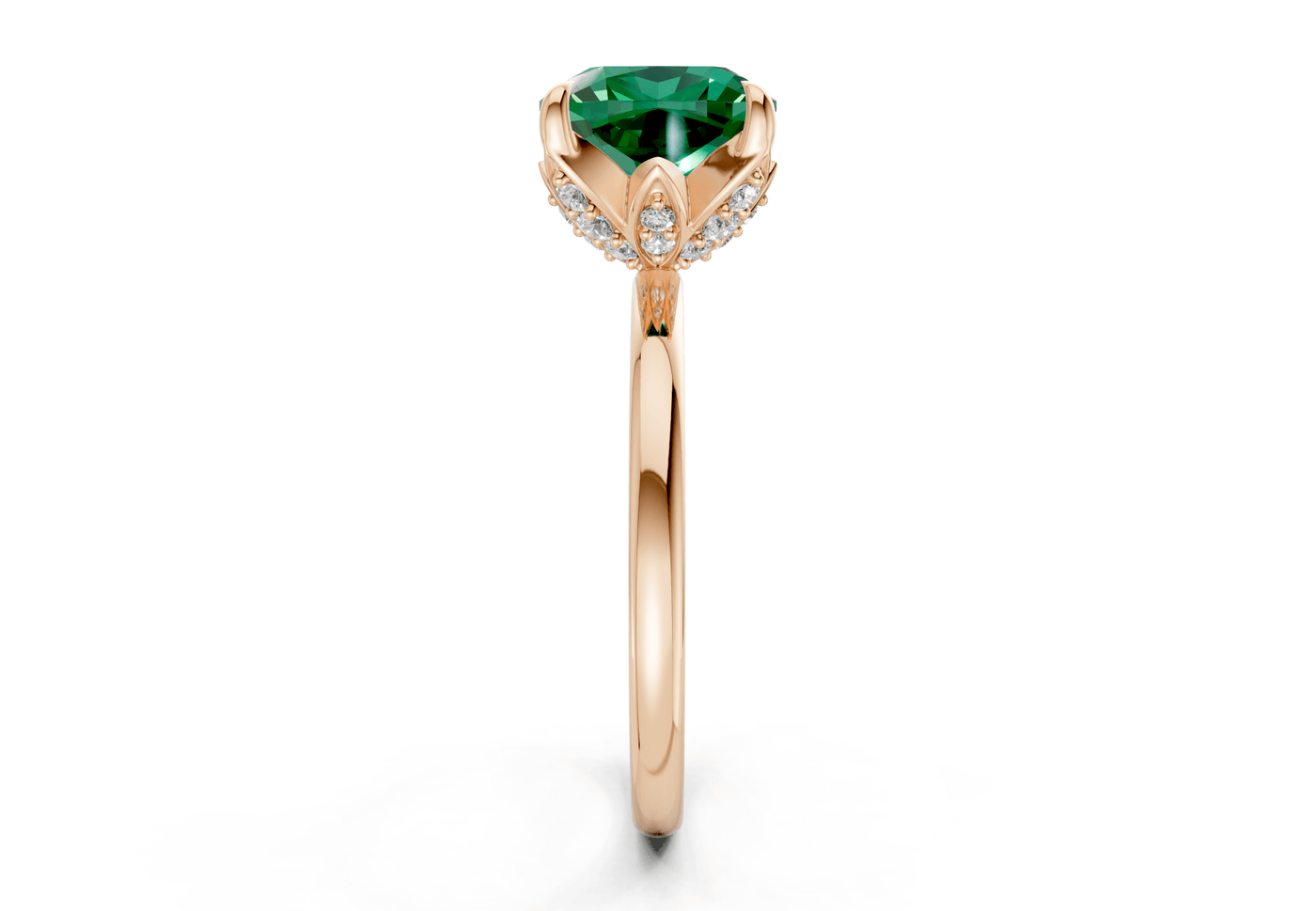 Skye Emerald Gemstone Solitaire Cushion Squareuare Cut 1.8mm Engagement Ring