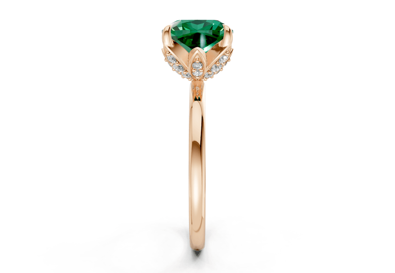 Skye Emerald Gemstone Solitaire Cushion Squareuare Cut 1.8mm Engagement Ring - Ring Premier