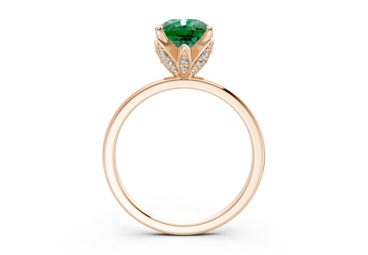 Skye Emerald Gemstone Solitaire Elongated Cushion Cut 1.8mm Engagement Ring