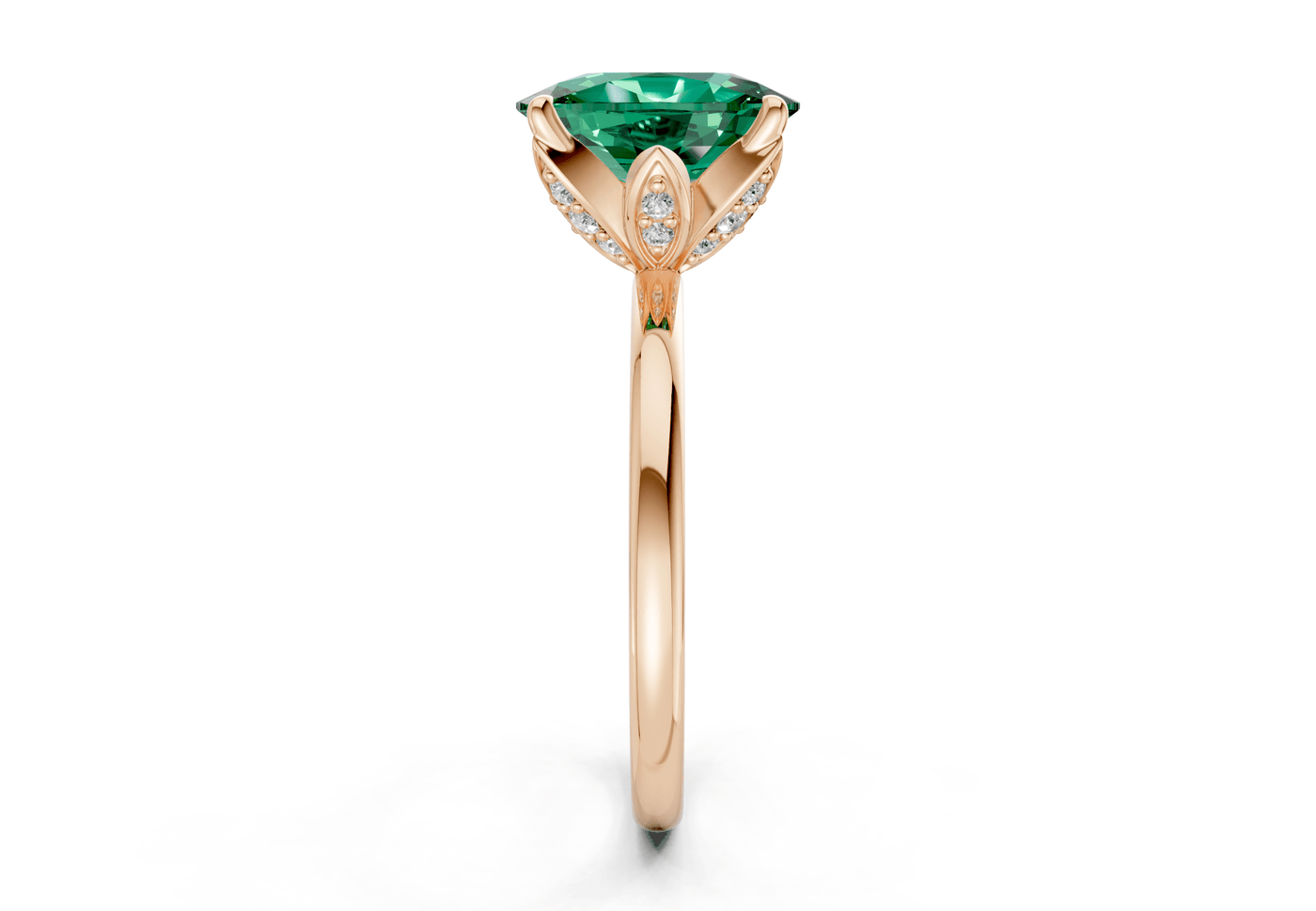 Skye Emerald Gemstone Solitaire Elongated Cushion Cut 1.8mm Engagement Ring