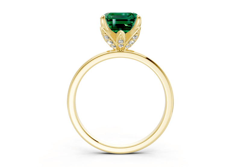 Skye Emerald Gemstone Solitaire Emerald Cut 1.8mm Engagement Ring