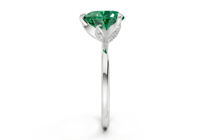 Skye Emerald Gemstone Solitaire Heart Cut 1.8mm Engagement Ring - Ring Premier