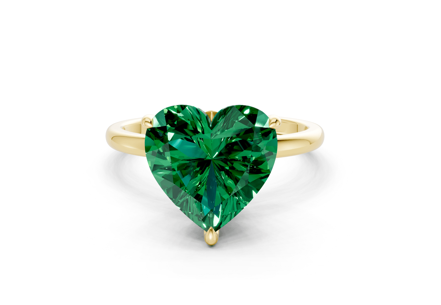 Skye Emerald Gemstone Solitaire Heart Cut 1.8mm Engagement Ring - Ring Premier