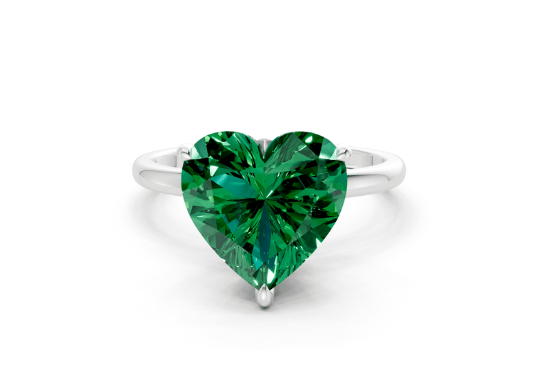 Skye Emerald Gemstone Solitaire Heart Cut 1.8mm Engagement Ring - Ring Premier