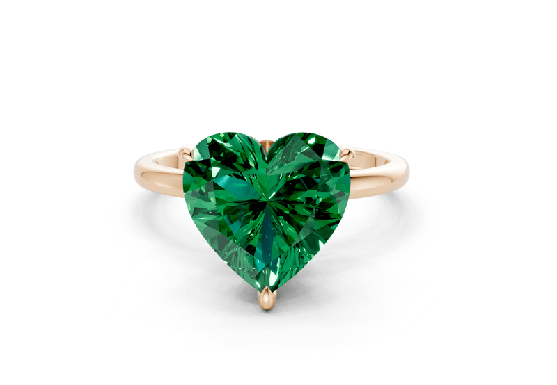Skye Emerald Gemstone Solitaire Heart Cut 1.8mm Engagement Ring - Ring Premier