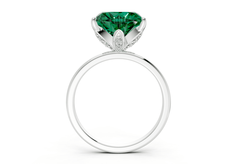 Skye Emerald Gemstone Solitaire Heart Cut 1.8mm Engagement Ring - Ring Premier