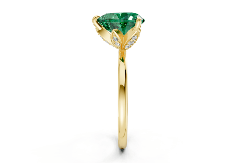 Skye Emerald Gemstone Solitaire Heart Cut 1.8mm Engagement Ring - Ring Premier