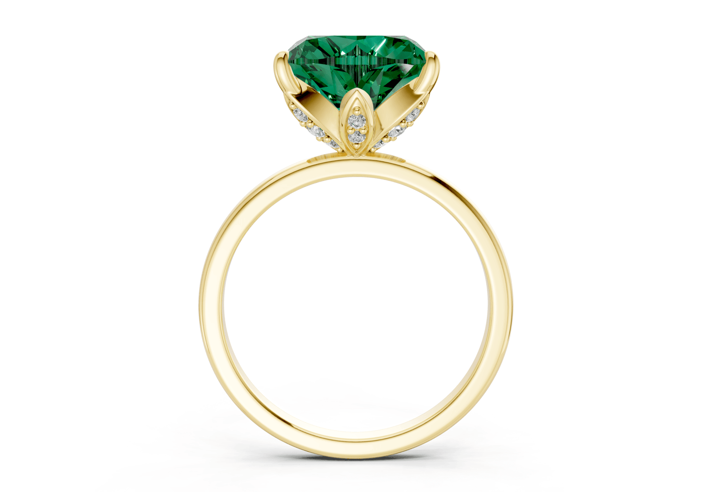 Skye Emerald Gemstone Solitaire Heart Cut 1.8mm Engagement Ring - Ring Premier