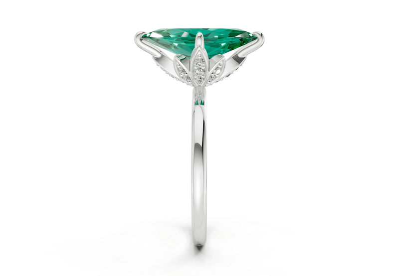 Skye Emerald Gemstone Solitaire Marquise Cut 1.8mm Engagement Ring - Ring Premier