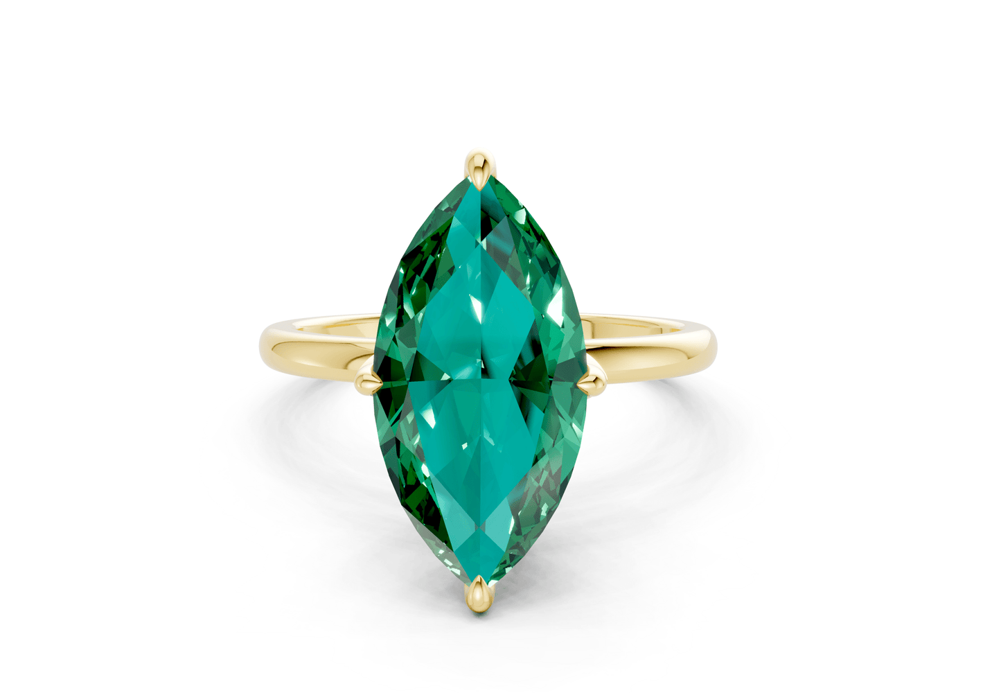 Skye Emerald Gemstone Solitaire Marquise Cut 1.8mm Engagement Ring - Ring Premier