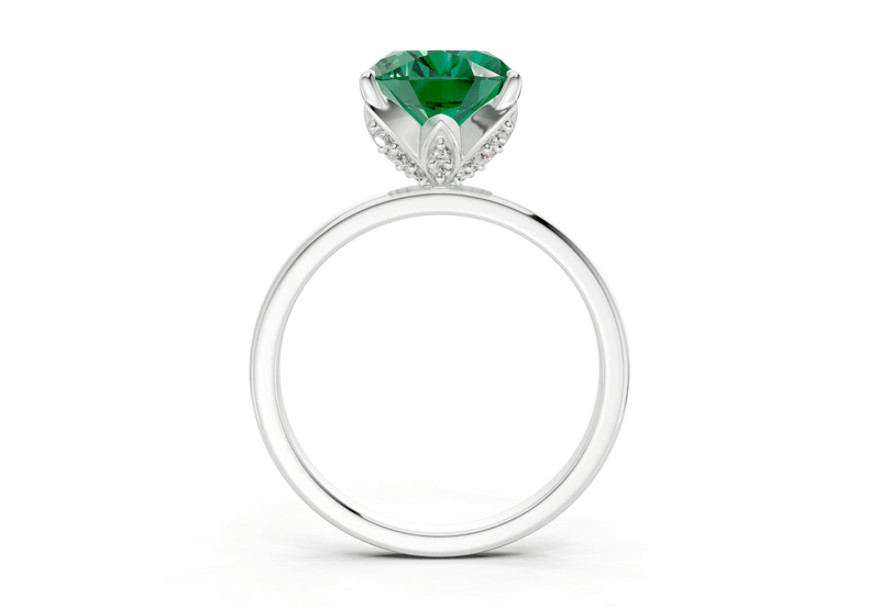 Skye Emerald Gemstone Solitaire Oval Cut 1.8mm Engagement Ring - Ring Premier
