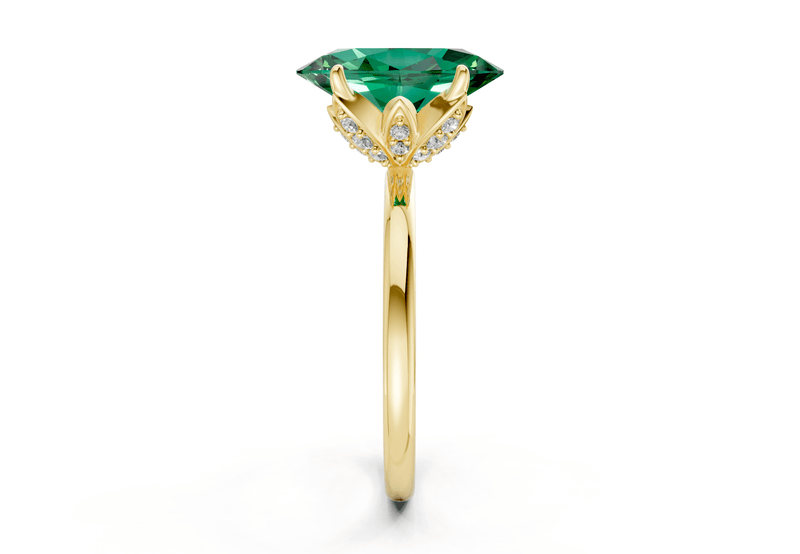 Skye Emerald Gemstone Solitaire Oval Cut 1.8mm Engagement Ring - Ring Premier