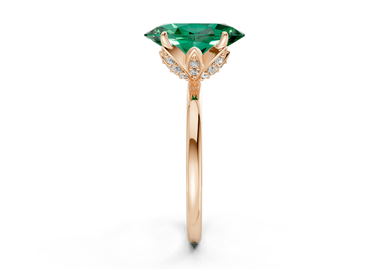Skye Emerald Gemstone Solitaire Oval Cut 1.8mm Engagement Ring - Ring Premier