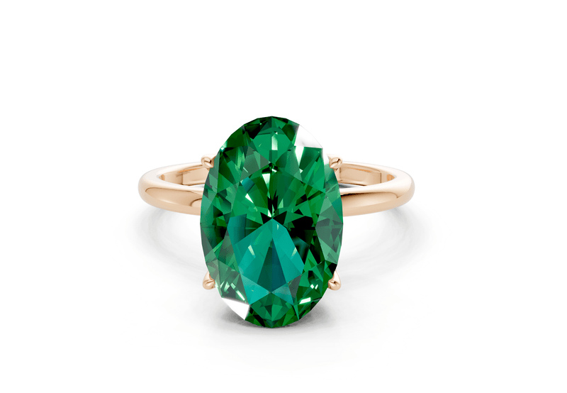Skye Emerald Gemstone Solitaire Oval Cut 1.8mm Engagement Ring - Ring Premier