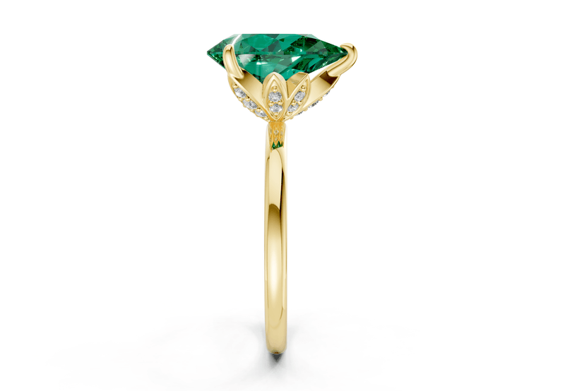 Skye Emerald Gemstone Solitaire Pear Cut 1.8mm Engagement Ring - Ring Premier