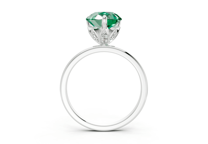 Skye Emerald Gemstone Solitaire Pear Cut 1.8mm Engagement Ring - Ring Premier