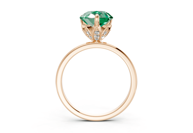 Skye Emerald Gemstone Solitaire Pear Cut 1.8mm Engagement Ring - Ring Premier