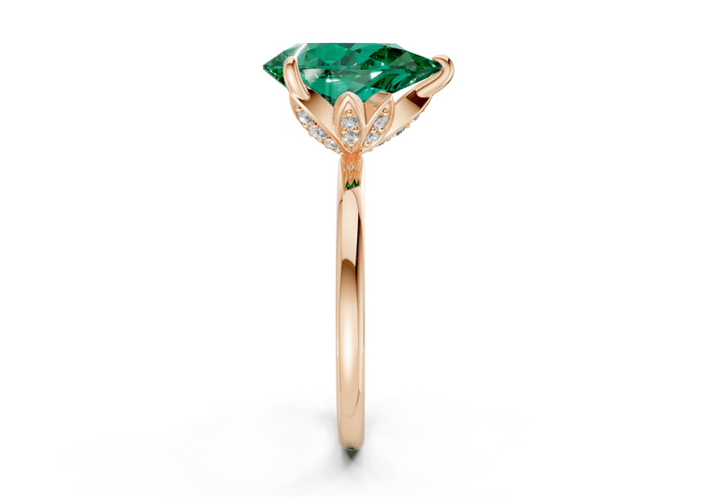 Skye Emerald Gemstone Solitaire Pear Cut 1.8mm Engagement Ring - Ring Premier