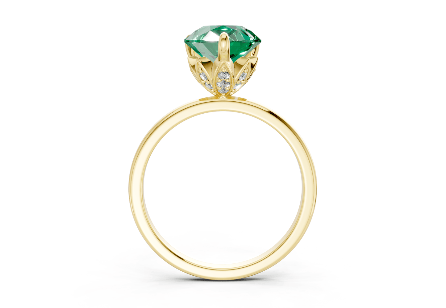 Skye Emerald Gemstone Solitaire Pear Cut 1.8mm Engagement Ring - Ring Premier