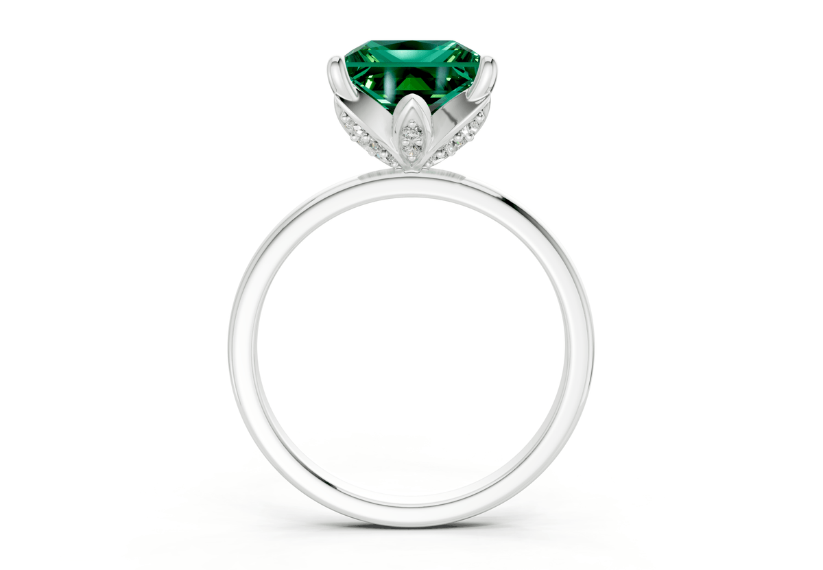 Skye Emerald Gemstone Solitaire Princess Cut 1.8mm Engagement Ring