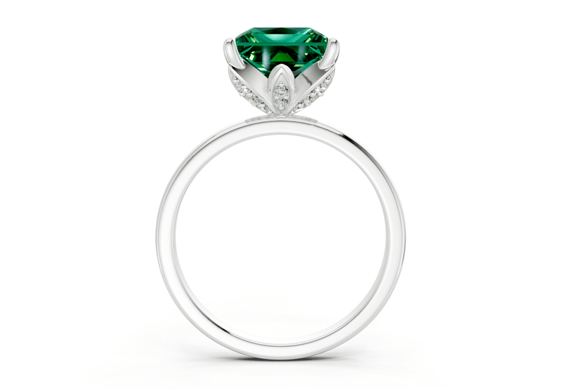 Skye Emerald Gemstone Solitaire Princess Cut 1.8mm Engagement Ring - Ring Premier