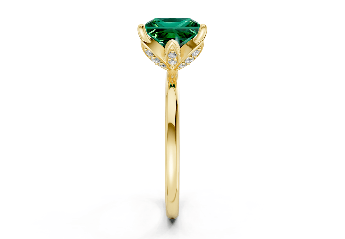 Skye Emerald Gemstone Solitaire Princess Cut 1.8mm Engagement Ring