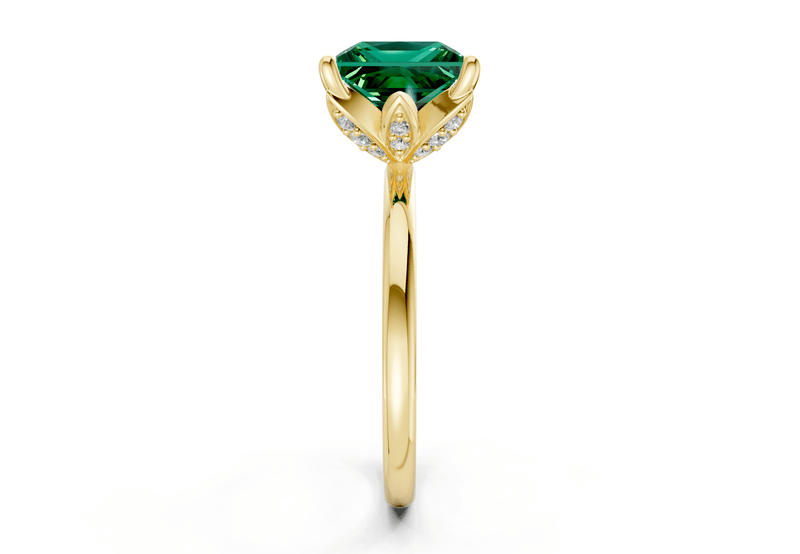 Skye Emerald Gemstone Solitaire Princess Cut 1.8mm Engagement Ring - Ring Premier