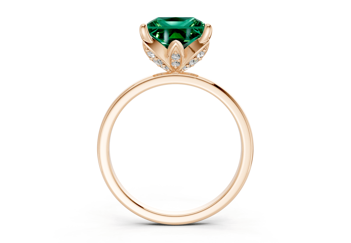 Skye Emerald Gemstone Solitaire Princess Cut 1.8mm Engagement Ring