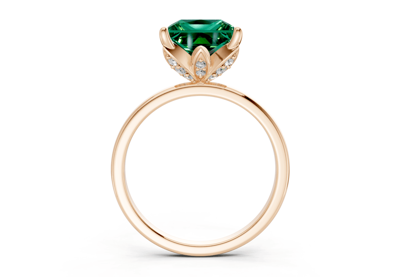 Skye Emerald Gemstone Solitaire Princess Cut 1.8mm Engagement Ring - Ring Premier