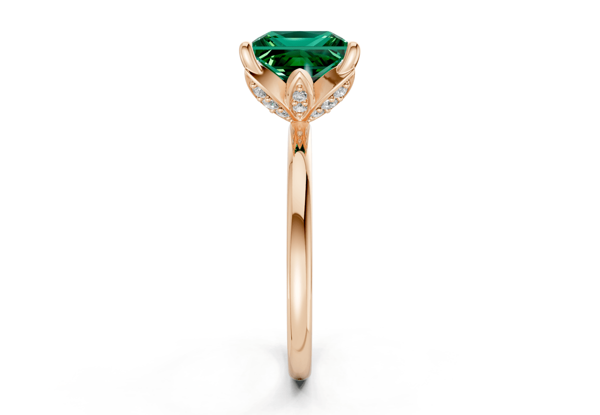 Skye Emerald Gemstone Solitaire Princess Cut 1.8mm Engagement Ring